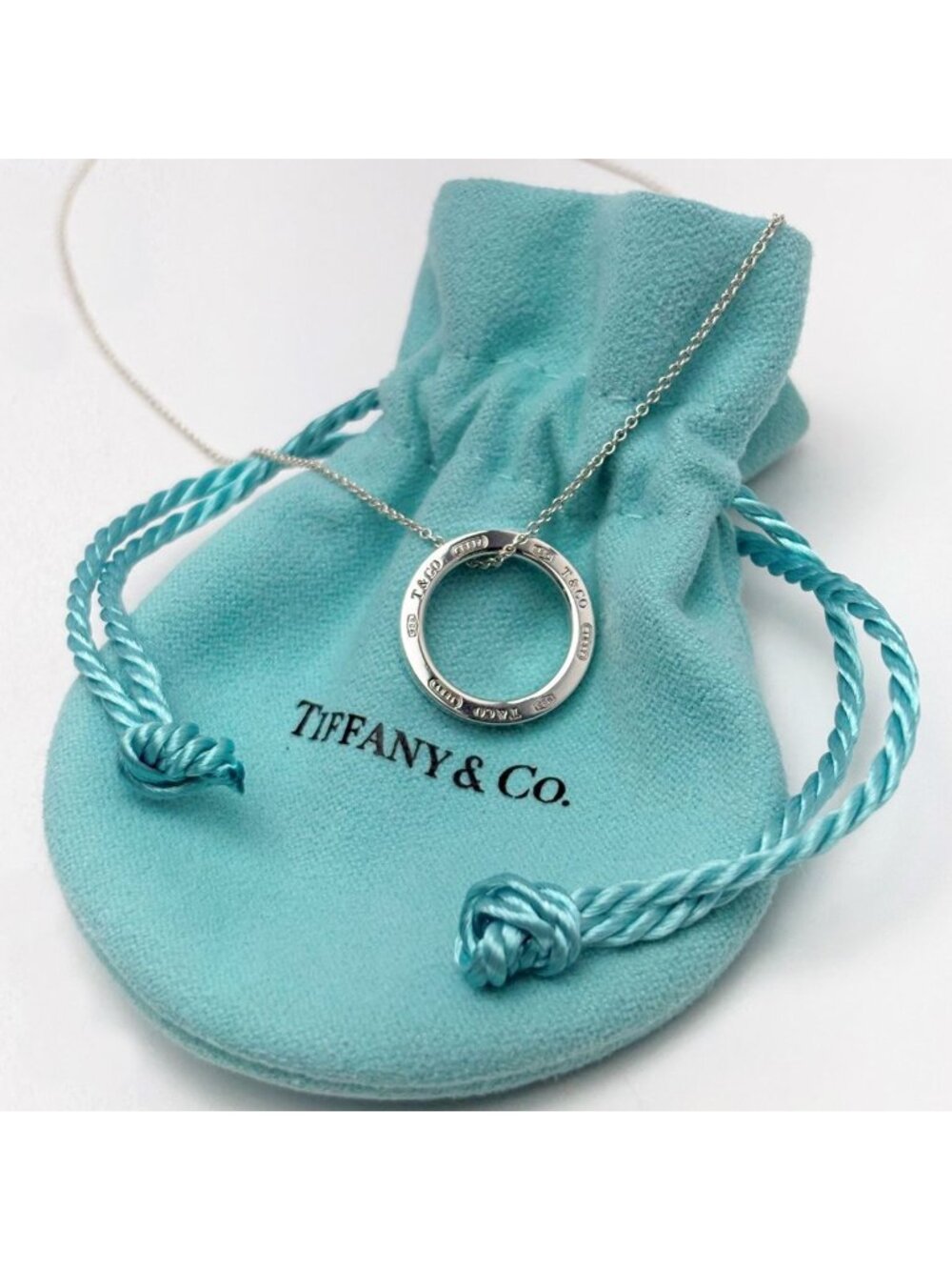 Tiffany & Co Necklace Sterling Silver TM Circle Pendant T&